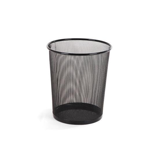 Round black creative lidless metal mesh net waste paper basket