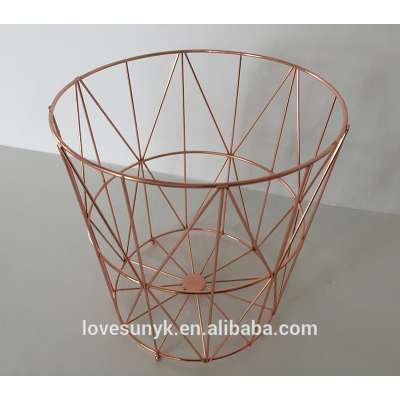 CQY 5006G Rose Golden Electroplated Metal Wire Trash can Waste Bin/Storage Basket