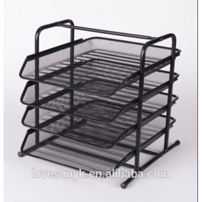 Desktop office stationery item detachable metal mesh letter 4 tiers document tray