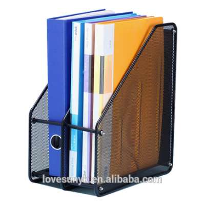 hot sale 2 compartment wire mesh desktop magazine file holder