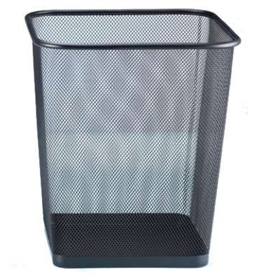 Office square metal wire mesh paper trash bin rubbish can